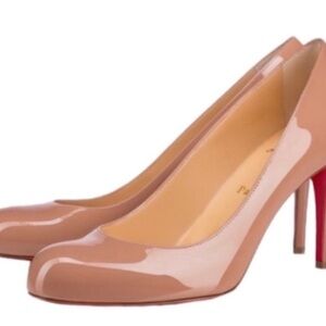 Christian Louboutin Simple Patent 85 Nude w/ box, dust bag & extra heel tips